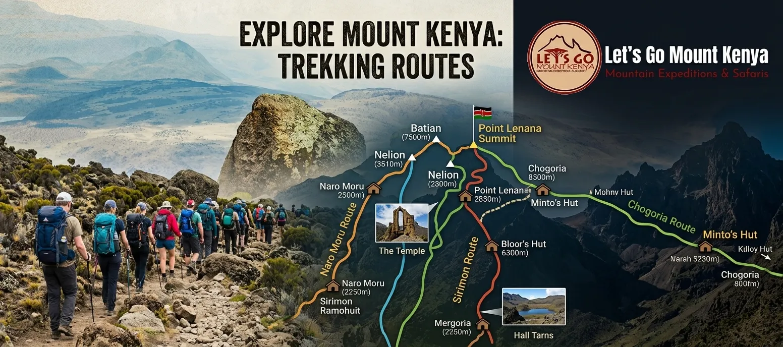 mount kenya trekking routes